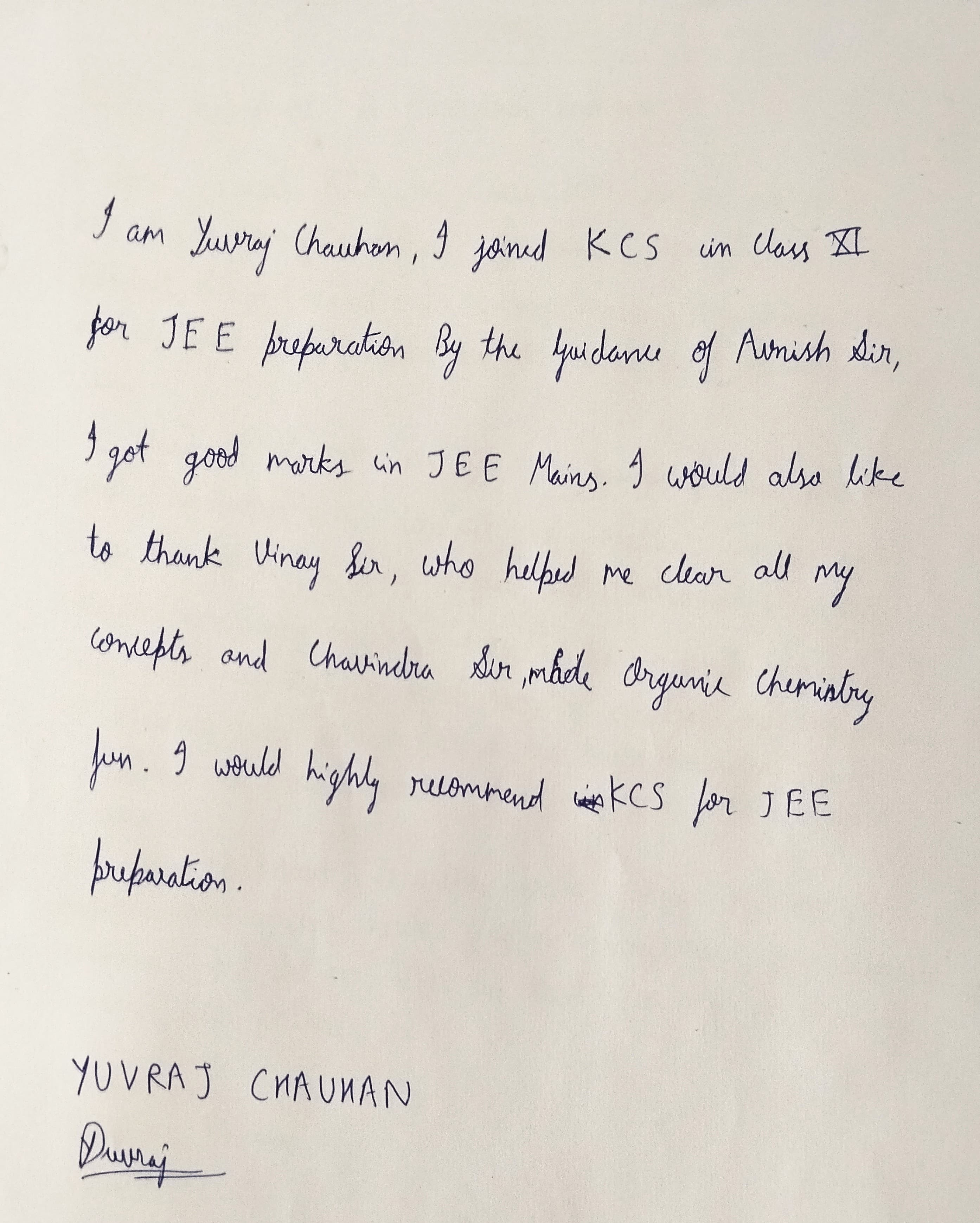YUVRAJ CHAUHAN Result