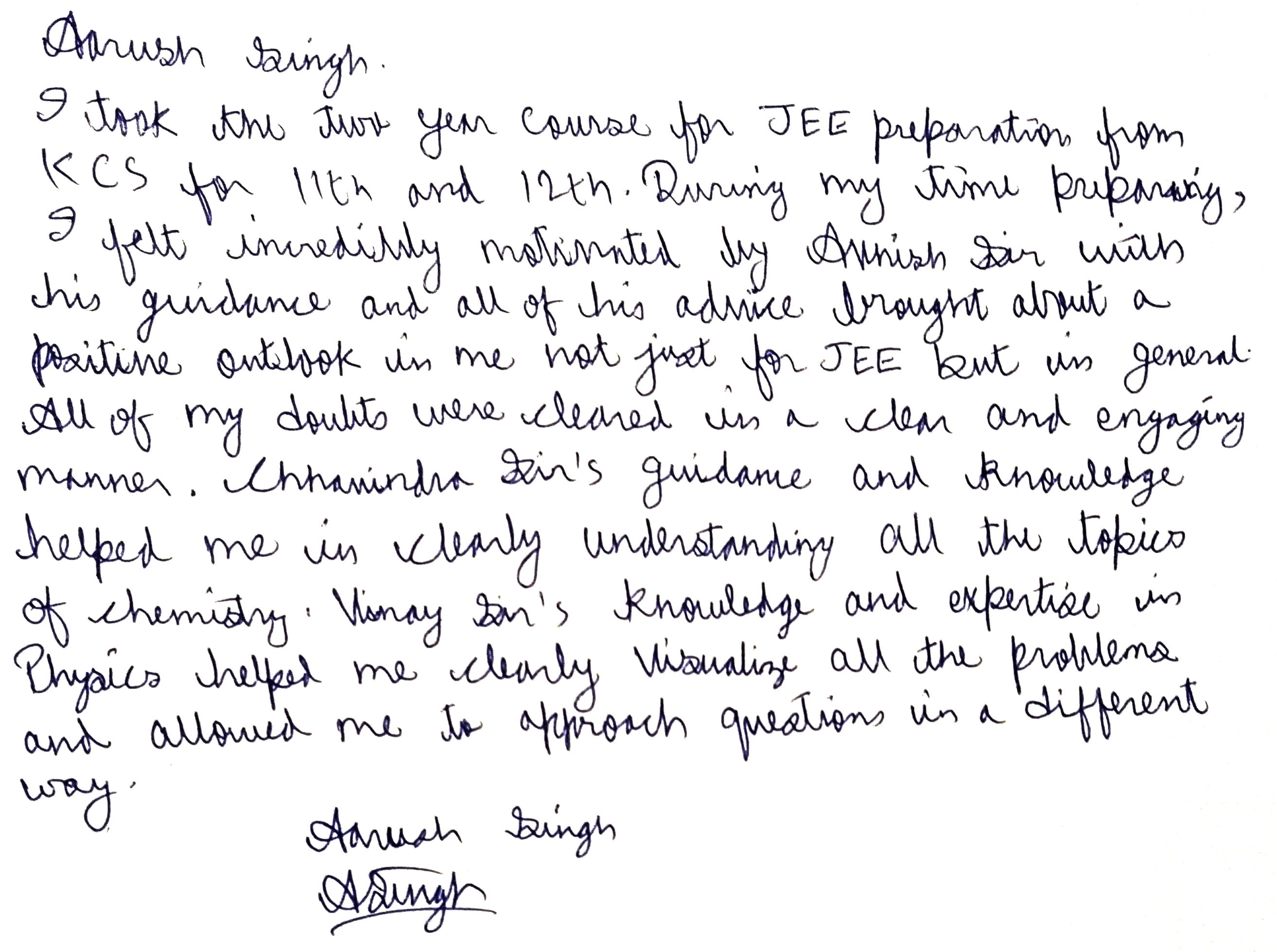 AARUSH SINGH Result