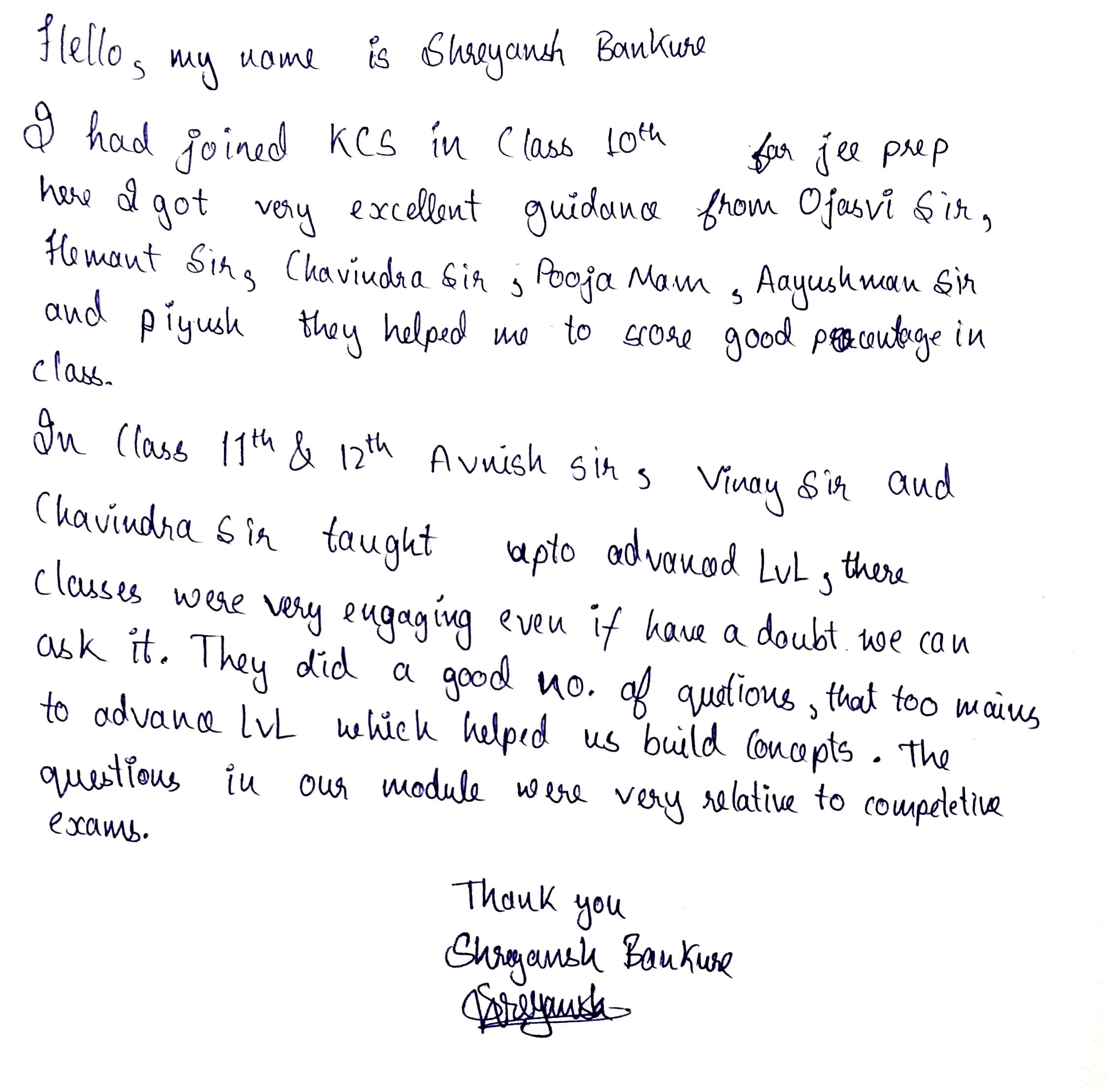 SHREYANSH BANKURE Result